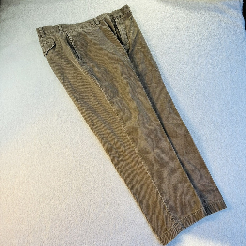 LL Bean‎ Pants Mens 40x32 Gray Tan Corduroy Standard Fit Stretch Pockets Classic